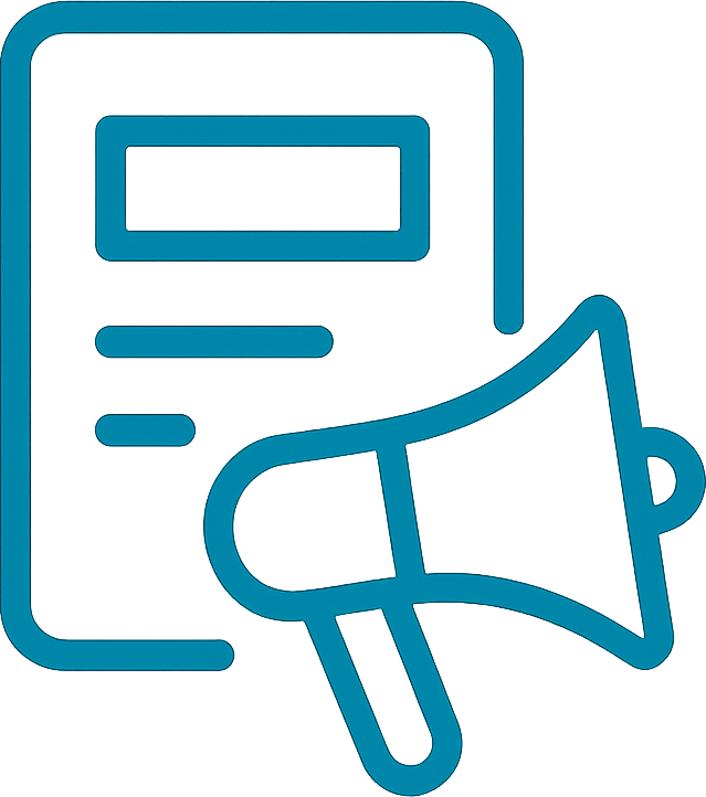 Icon of a document with megaphone